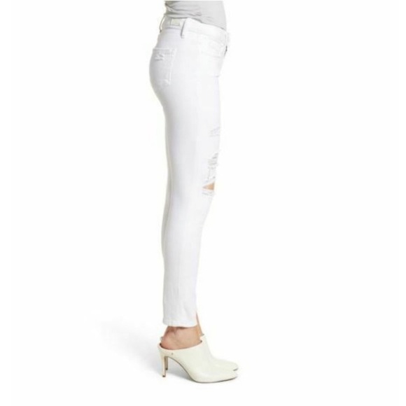 NWT Paige Verdugo Mid Rise Ultra Skinny Jean White Distressed - Picture 3 of 9